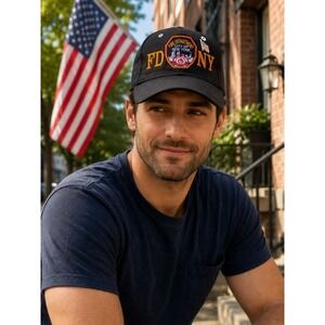 FDNY Fire Department City of New York Black Baseball Cap Hat Adjustable Wool Mix